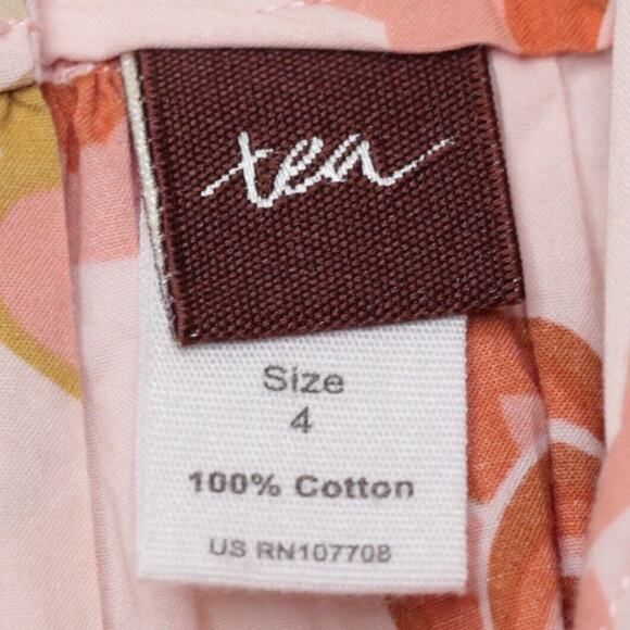 TEA Collection Fall Floral Cotton Poplin Square Neck Dress 3/4 Sleeve Girls 4 - Picture 5 of 5